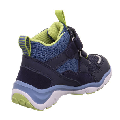 High-performance SUPERFIT GORE-TEX ankle shoe in blue and light green for sports activities