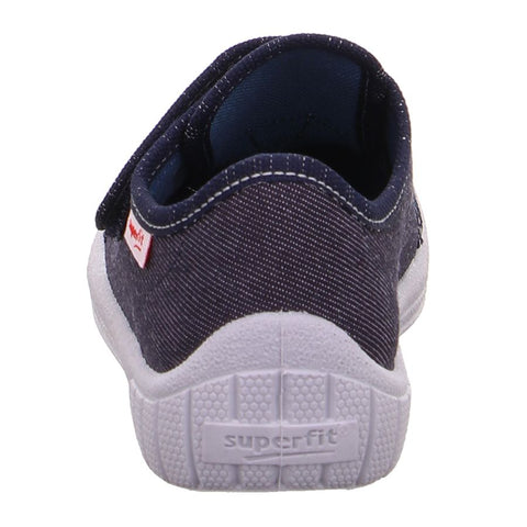 Comfortable and stylish SUPERFIT Hausschuh BILL 271-81 in dark denim and red with spider design