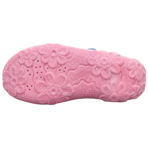 Quality children's slipper with light blue and pink colors