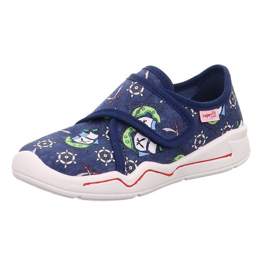 A comfortable, blue, and nautically themed SUPERFIT Hausschuh BENNY 299-802 slipper