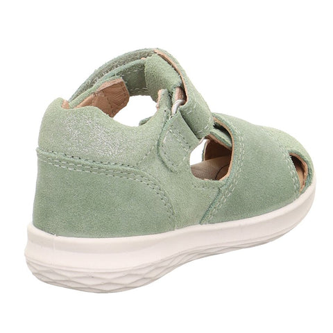 Glittery sage green BUMBLEBEE 393-75 halbsandale with flower detail from SUPERFIT