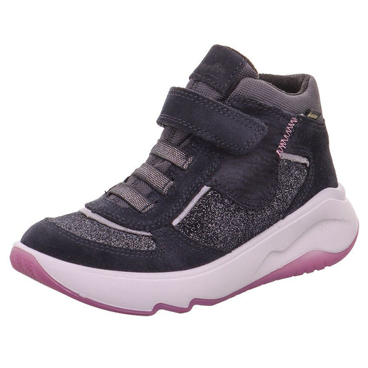High-performance SUPERFIT GORE-TEX ankle boot in anthracite and pink with glitter detailing