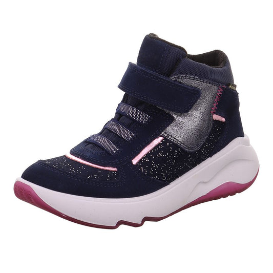 Women's SUPERFIT GORE-TEX navy and pink ankle shoe with glitter detail