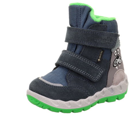 Alt text: SUPERFIT GORE-TEX Stiefel ICEBIRD 6014-80 in denimblau and grün, featuring a durable, waterproof design perfect for winter activities and outdoor adventures