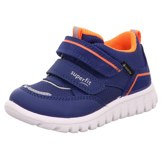 Dark blue and neon orange SUPERFIT GORE-TEX Halbschuh SPORT7 MINI 6200-801 with durable traction sole