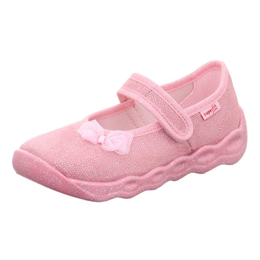 Comfortable and stylish SUPERFIT Hausschuh BUBBLE 6271-55 rosa with glitter and bow design