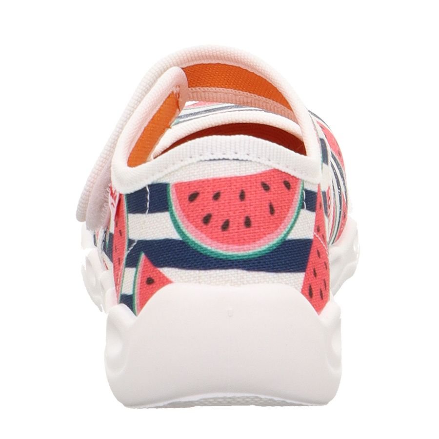 Comfortable and stylish SUPERFIT Hausschuh BUBBLE 6272-901 in white, dark blue, and melon colors, perfect for indoor wear