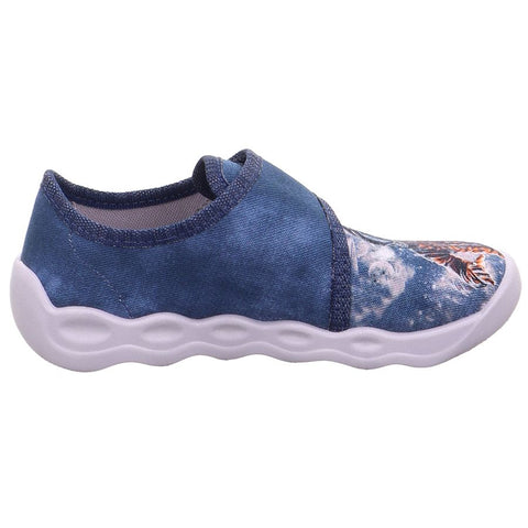 Blue SUPERFIT Hausschuh BUBBLE 6274-80 with astronaut design, cozy slipper