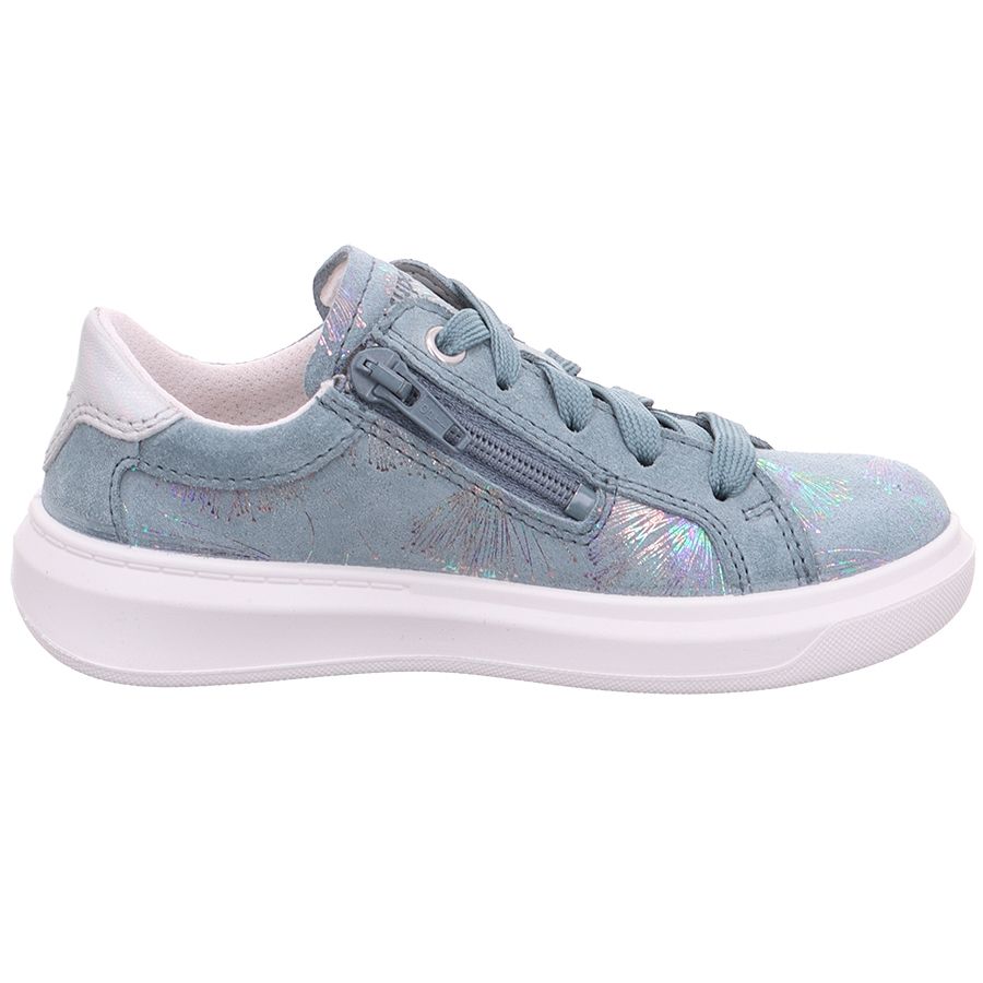 Blue SUPERFIT COSMO 6462-802 half shoe featuring a beautiful pusteblume design