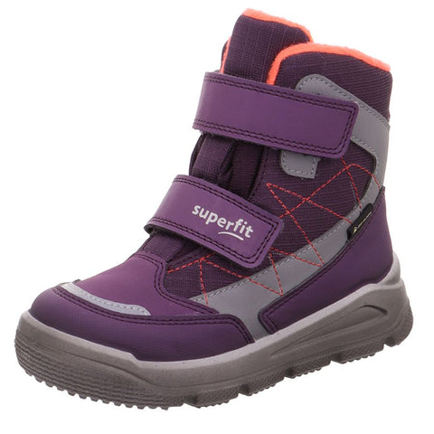 High-performance SUPERFIT GORE-TEX Stiefel MARS 9086-851 in vibrant purple, grey, and orange color scheme, designed for durability and style