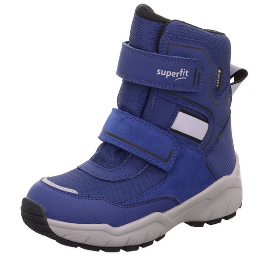 A high-performance, waterproof SUPERFIT GORE-TEX boot in royal blue and black