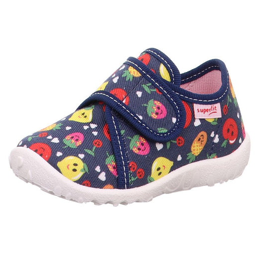 Comfortable and stylish SUPERFIT Hausschuh SPOTTY 9246-806 in dark blue with fun fruit pattern