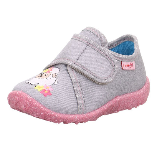 Cozy and stylish SUPERFIT Hausschuh SPOTTY 9254-203 in grey and pink with adorable sheep design