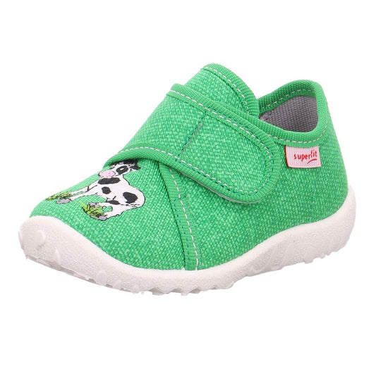 Handmade green cowhide SUPERFIT Hausschuh SPOTTY 9254-70 with comfortable fit