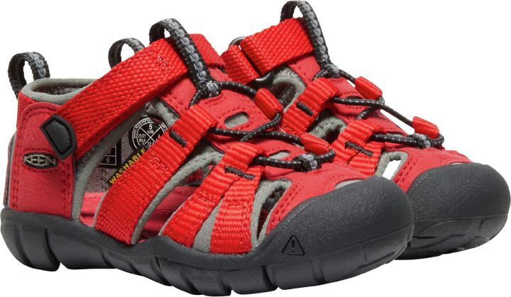 Close-toe KEEN Halbsandale SEACAMP II CNX TOTS - rot - grau to protect little feet from rough terrain