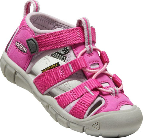 A pair of pink KEEN Halbsandale SEACAMP II CNX TOTS sandals for toddlers