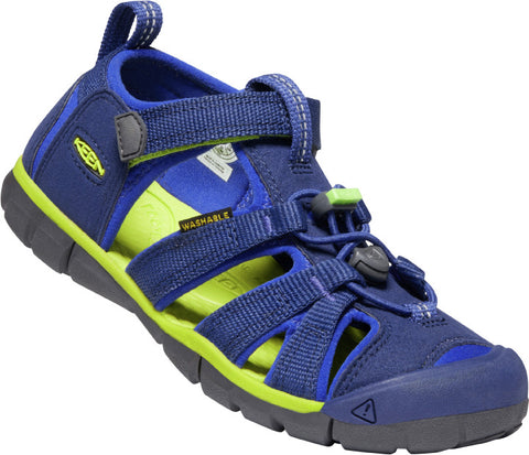 Royal blue and green KEEN Halbsandale SEACAMP II CNX with adjustable straps and rubber sole for outdoor activities