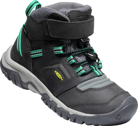 KEEN DRY TEX Knöchelschuh RIDGE FLEX MID WP in anthrazit and türkis color, a waterproof and breathable ankle shoe for outdoor activities