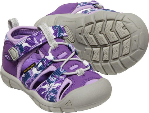 KEEN Halbsandale SEACAMP II CNX TOTS designed for toddlers in vibrant lila and camo