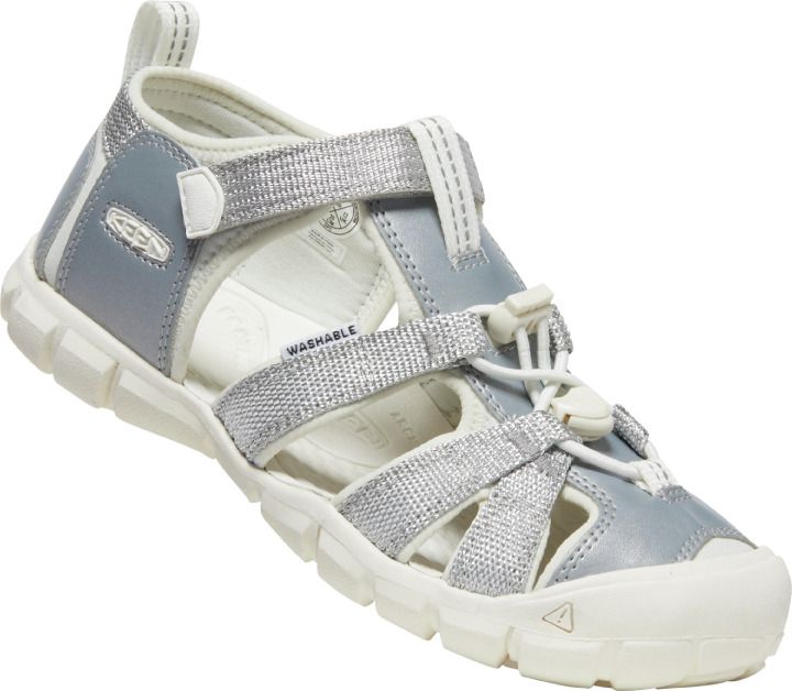 KEEN Halbsandale SEACAMP II CNX - silber, a versatile and comfortable silver sandal for outdoor adventures and water activities