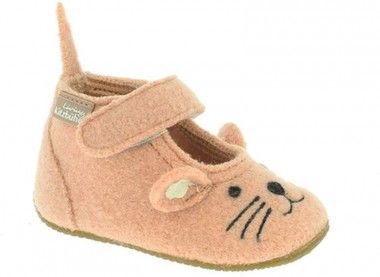 Comfortable LIVING KITZBÜHEL Hausschuh 4007-331 in altrosa color, featuring a cute mouse design