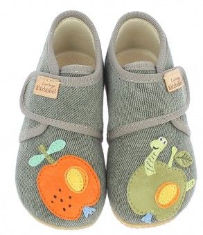 LIVING KITZBÜHEL Hausschuh 4310-461 oliv - Apfel cozy slipper in olive green with apple design 