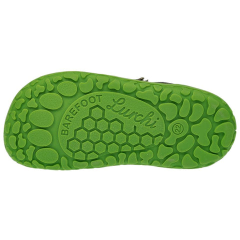 LURCHI Barfuß Halbschuh NEVIO 50001-26 in olive and neon green, a comfortable and stylish barefoot shoe for kids
