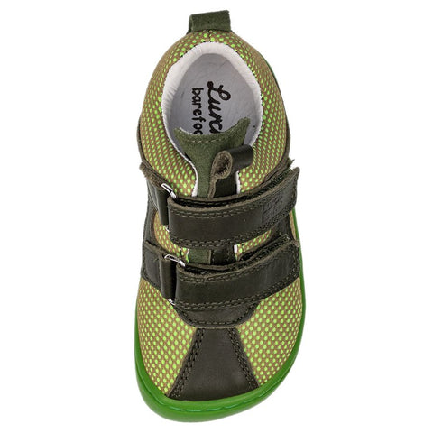 LURCHI Barfuß Halbschuh NEVIO 50001-26 in olive and neon green, a comfortable and stylish barefoot shoe for kids