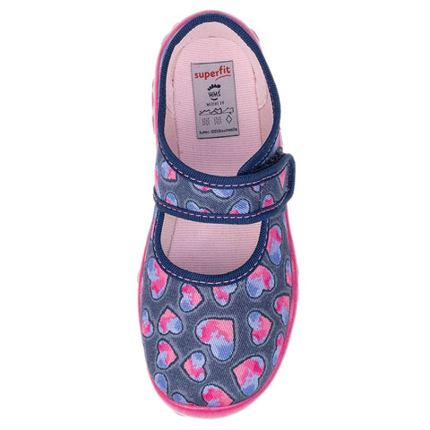 Superfit Bonny 283-880 dark blue and pink slippers with heart design