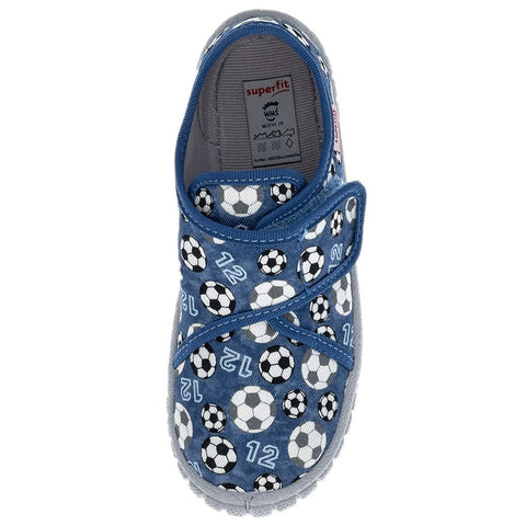 Comfortable and stylish SUPERFIT Hausschuh BILL 279-840 in blue and grey, perfect for soccer fans
