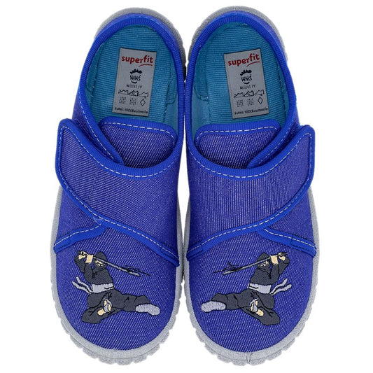 Comfortable and stylish SUPERFIT Hausschuh BILL 271-809 königsblau - Ninja slipper in royal blue color