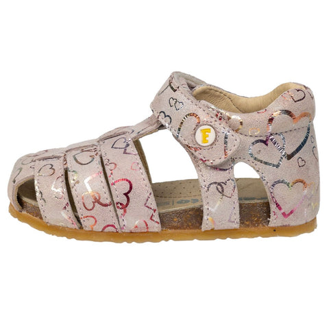 Adorable puderrosa NATURINO Halbsandale ALBY with heart detailing for girls