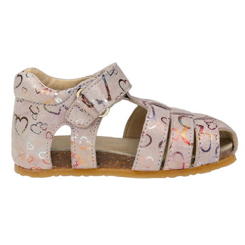 Adorable puderrosa Naturino Halbsandale Alby with heart design for girls
