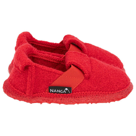 NANGA Hausschuh 17-0337 20 rot: Stylish and comfortable red slip-on shoe with wool lining and durable rubber outsole for indoor use