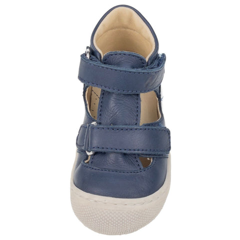 A close-up image of NATURINO Halbsandale PUFFY in navy blue, featuring a comfortable and supportive design for kids' feet