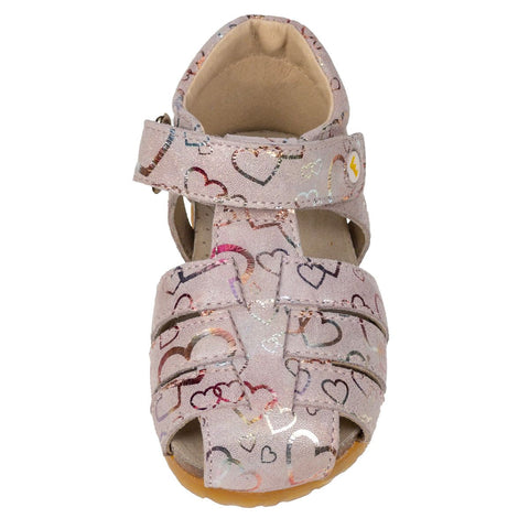 NATURINO Halbsandale ALBY in puderrosa color with heart design, perfect for little girls' summer outfits