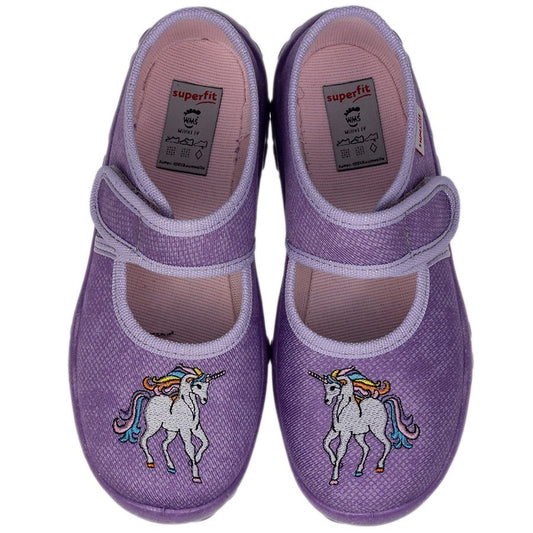 Comfortable and cozy lila Einhorn SUPERFIT Hausschuh BONNY 282-76, perfect for indoor wear
