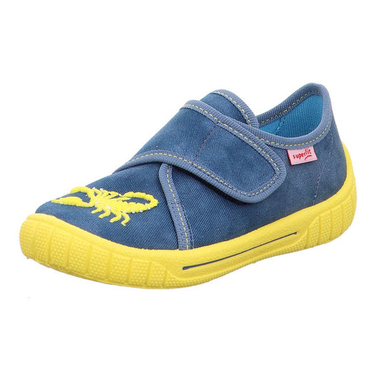 Men's SUPERFIT Hausschuh BILL 271-808 in blue and yellow color, featuring skorpion design, comfortable and stylish indoor slippers for home use