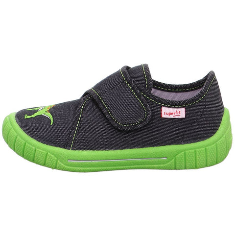 Black SUPERFIT Hausschuh BILL 278-001 featuring T-Rex design, comfortable and stylish indoor slippers for kids