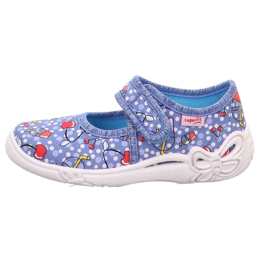 Comfortable and stylish SUPERFIT Hausschuh BELINDA 288-802 in blue with cherry design