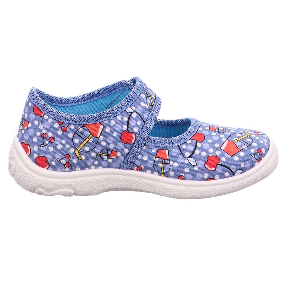 Blue SUPERFIT Hausschuh BELINDA 288-802 featuring cherry design, cozy slipper for indoor use