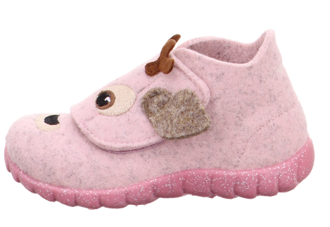 Soft and cozy pink slippers with a cute elk design for ultimate comfort and warmth