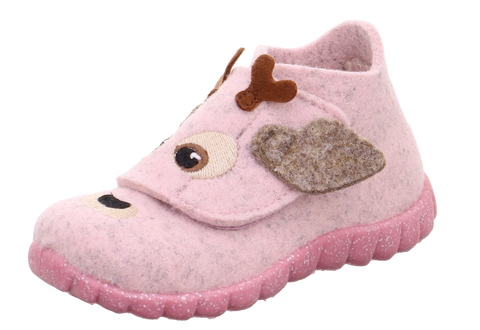 Comfortable and cozy SUPERFIT Hausschuh HAPPY 295-552 rosa - Elch slipper with cute elk design in pink color