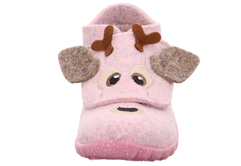 Comfortable and cozy SUPERFIT Hausschuh HAPPY 295-552 rosa slipper featuring a cute Elch design