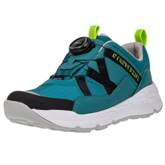 Close-up of SUPERFIT GORE-TEX BOA Halbschuh in petrol and black colors 