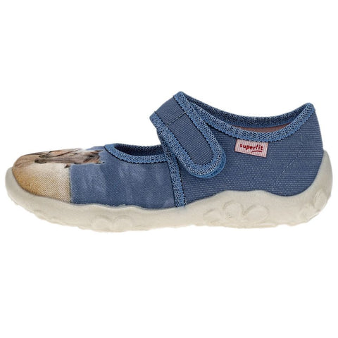 Comfortable light blue SUPERFIT BONNY 281-84 house shoe with horse design