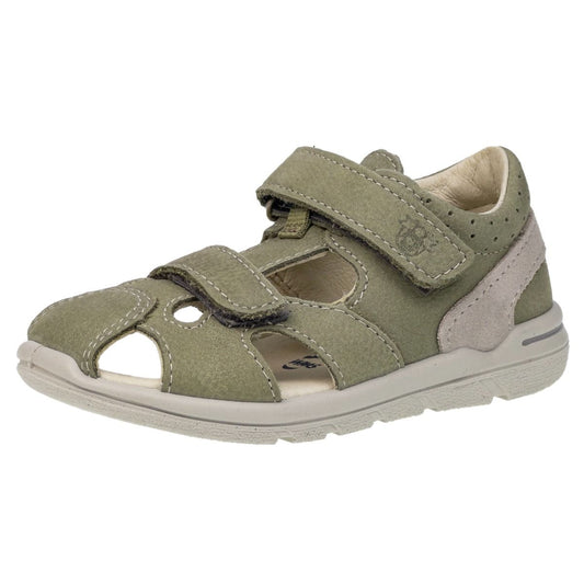 RICOSTA Halbsandale KASPI in eukalyptus color, front view, with adjustable straps and durable rubber sole