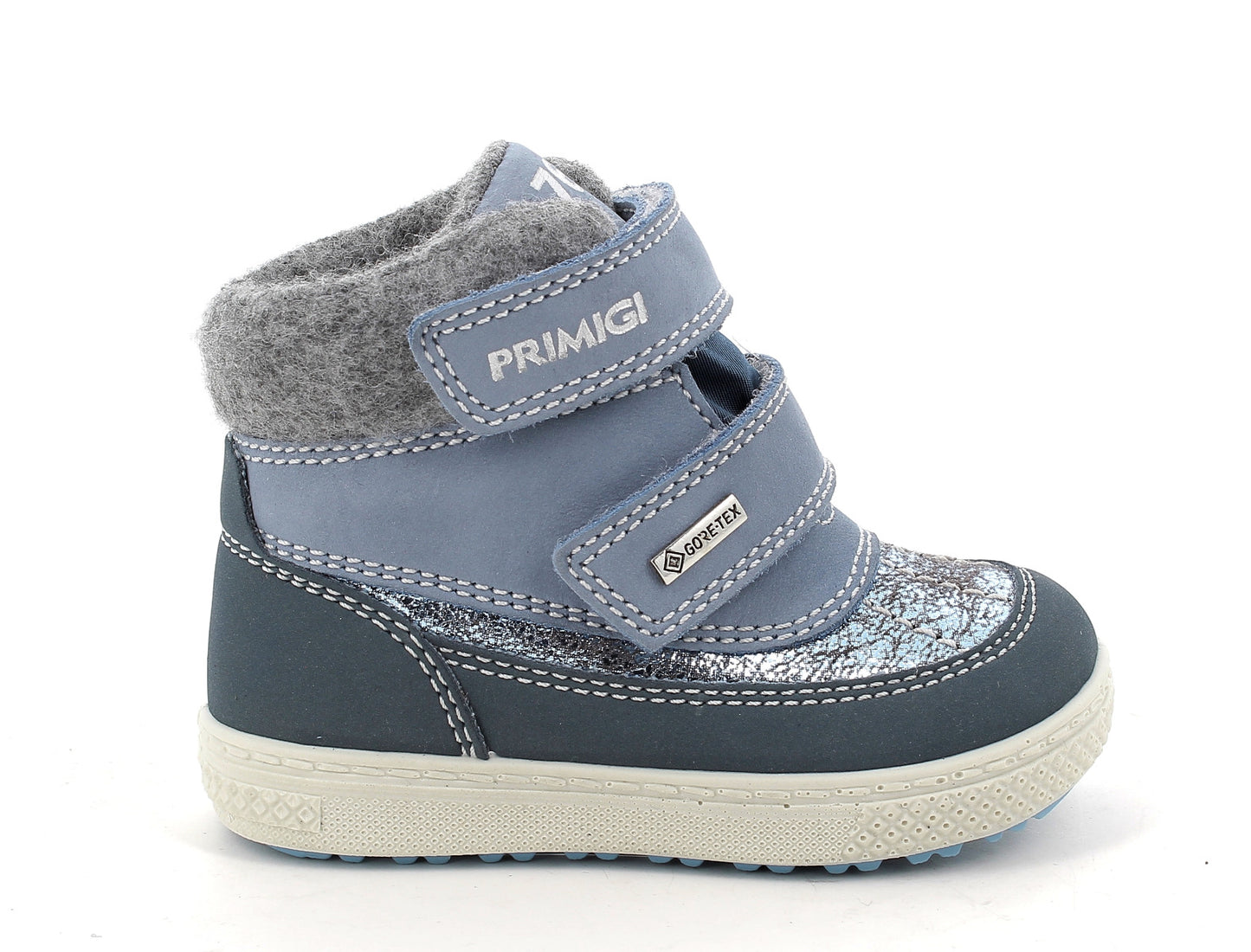 PRIMIGI GORE-TEX Knöchelschuh 83579-44 in eisblau with glitzer detailing, a stylish and waterproof ankle shoe for kids