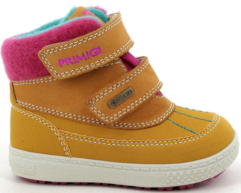 PRIMIGI GORE-TEX Knöchelschuh 83579-66 in curry, magenta, and türkis, a waterproof and stylish ankle shoe for kids