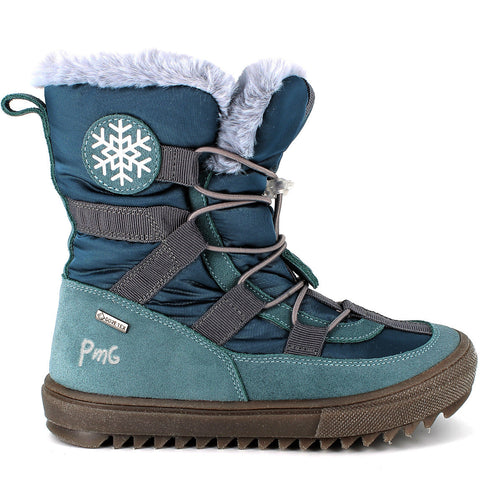 PRIMIGI GORE-TEX Stiefel 84394-11 - aqua - petrol, side view of sturdy and stylish kids' boots with GORE-TEX technology